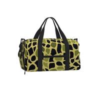 Mexpekil Borsone da palestra con scomparto per scarpe, impermeabile, grande borsa da viaggio per il fine settimana durante la notte, Stampa Giraffa Verde Oliva, One Size, Classico
