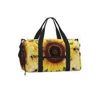 Mexpekil Borsone da palestra con scomparto per scarpe, impermeabile, grande borsa da viaggio per il fine settimana durante la notte, Ape Girasole A nido d'ape, One Size, Classico