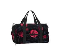 Mexpekil Borsone da palestra con scomparto per scarpe, impermeabile, grande borsa da viaggio per il fine settimana durante la notte, Rosa Rossa Fiori, One Size, Classico