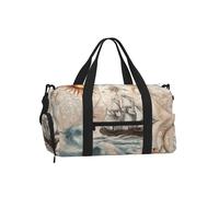 Mexpekil Borsone da palestra con scomparto per scarpe, impermeabile, grande borsa da viaggio per il fine settimana durante la notte, Bussole nautiche per navi, One Size, Classico