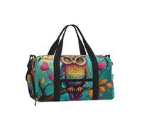 Mexpekil Borsone da palestra con scomparto per scarpe, impermeabile, grande borsa da viaggio per il fine settimana durante la notte, Colorful Owl Cuore Albero Ramo, One Size, Classico