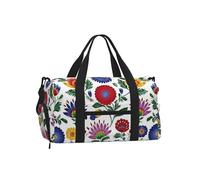Mexpekil Borsone da palestra con scomparto per scarpe, impermeabile, grande borsa da viaggio per il fine settimana durante la notte, Boho Art Fiori Ramo, One Size, Classico
