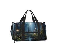 Mexpekil Borsone da palestra con scomparto per scarpe, impermeabile, grande borsa da viaggio per il fine settimana durante la notte, Fiume della foresta d'arte, One Size, Classico