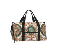 Mexpekil Borsone da palestra con scomparto per scarpe, impermeabile, grande borsa da viaggio per il fine settimana durante la notte, Mandala geometrico colorato, One Size, Classico