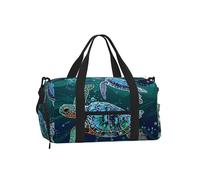 Mexpekil Borsone da palestra con scomparto per scarpe, impermeabile, grande borsa da viaggio per il fine settimana durante la notte, Tartarughe Nuoto Verde Gioiello, One Size, Classico