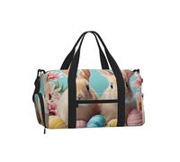 Mexpekil Borsone da palestra con scomparto per scarpe, impermeabile, grande borsa da viaggio per il fine settimana durante la notte, Due coniglietti uova di Pasqua, One Size, Classico