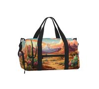 Mexpekil Borsone da palestra con scomparto per scarpe, impermeabile, grande borsa da viaggio per il fine settimana durante la notte, Cactus Desert Paesaggio, One Size, Classico