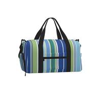 Mexpekil Borsone da palestra con scomparto per scarpe, impermeabile, grande borsa da viaggio per il fine settimana durante la notte, A righe Blu Verde, One Size, Classico