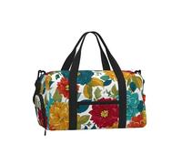 Mexpekil Borsone da palestra con scomparto per scarpe, impermeabile, grande borsa da viaggio per il fine settimana durante la notte, Rosso Blu Giallo Fiore, One Size, Classico