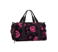 Mexpekil Borsone da palestra con scomparto per scarpe, impermeabile, grande borsa da viaggio per il fine settimana durante la notte, Pianta Rose Rosa, One Size, Classico