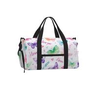 Mexpekil Borsone da palestra con scomparto per scarpe, impermeabile, grande borsa da viaggio per il fine settimana durante la notte, Arcobaleno Btterflies Amore, One Size, Classico