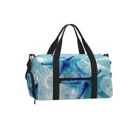Mexpekil Borsone da palestra con scomparto per scarpe, impermeabile, grande borsa da viaggio per il fine settimana durante la notte, Acqua Stella Marina Blu, One Size, Classico