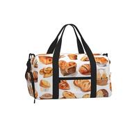 Mexpekil Borsone da palestra con scomparto per scarpe, impermeabile, grande borsa da viaggio per il fine settimana durante la notte, Modello di cibo per pane, One Size, Classico