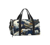 Mexpekil Borsone da palestra con scomparto per scarpe, impermeabile, grande borsa da viaggio per il fine settimana durante la notte, Ocean Waves Giapponese, One Size, Classico