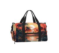 Mexpekil Borsone da palestra con scomparto per scarpe, impermeabile, grande borsa da viaggio per il fine settimana durante la notte, Palme del fiume al tramonto, One Size, Classico