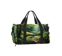 Mexpekil Borsone da palestra con scomparto per scarpe, impermeabile, grande borsa da viaggio per il fine settimana durante la notte, Paesaggio Foresta, One Size, Classico