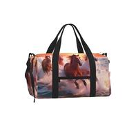 Mexpekil Borsone da palestra con scomparto per scarpe, impermeabile, grande borsa da viaggio per il fine settimana durante la notte, Tramonto sul mare del cavallo in esec, One Size, Classico