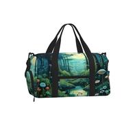 Mexpekil Borsone da palestra con scomparto per scarpe, impermeabile, grande borsa da viaggio per il fine settimana durante la notte, Verde Foresta Lago Floreale, One Size, Classico