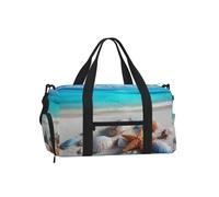 Mexpekil Borsone da palestra con scomparto per scarpe, impermeabile, grande borsa da viaggio per il fine settimana durante la notte, Sea Beach Shell Stella marina, One Size, Classico