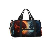 Mexpekil Borsone da palestra con scomparto per scarpe, impermeabile, grande borsa da viaggio per il fine settimana durante la notte, Drago del fuoco., One Size, Classico