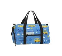 Mexpekil Borsone da palestra con scomparto per scarpe, impermeabile, grande borsa da viaggio per il fine settimana durante la notte, Cartoon Cars Autobus, One Size, Classico