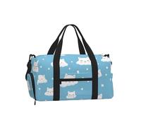 Mexpekil Borsone da palestra con scomparto per scarpe, impermeabile, grande borsa da viaggio per il fine settimana durante la notte, Gatto Nuvola, One Size, Classico