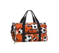 Mexpekil Borsone da palestra con scomparto per scarpe, impermeabile, grande borsa da viaggio per il fine settimana durante la notte, Calcio Arancione, One Size, Classico