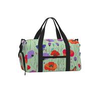 Mexpekil Borsone da palestra con scomparto per scarpe, impermeabile, grande borsa da viaggio per il fine settimana durante la notte, Farfalle di papaveri colorati, One Size, Classico