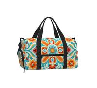 Mexpekil Borsone da palestra con scomparto per scarpe, impermeabile, grande borsa da viaggio per il fine settimana durante la notte, Boho Bright Floreale, One Size, Classico