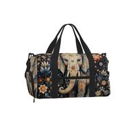 Mexpekil Borsone da palestra con scomparto per scarpe, impermeabile, grande borsa da viaggio per il fine settimana durante la notte, Fiori Elefante Bohemian, One Size, Classico
