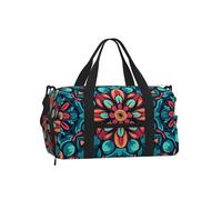 Mexpekil Borsone da palestra con scomparto per scarpe, impermeabile, grande borsa da viaggio per il fine settimana durante la notte, Boho Mandala Floreale, One Size, Classico
