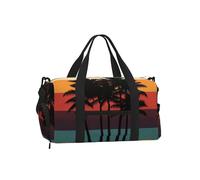 Mexpekil Borsone da palestra con scomparto per scarpe, impermeabile, grande borsa da viaggio per il fine settimana durante la notte, Palma Retrò Tramonto, One Size, Classico