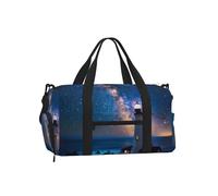 Mexpekil Borsone da palestra con scomparto per scarpe, impermeabile, grande borsa da viaggio per il fine settimana durante la notte, Faro della galassia marina, One Size, Classico