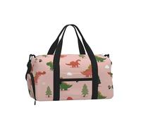 Mexpekil Borsone da palestra con scomparto per scarpe, impermeabile, grande borsa da viaggio per il fine settimana durante la notte, Dinosauri Cartoon Rosa Verde, One Size, Classico