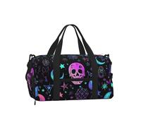 Mexpekil Borsone da palestra con scomparto per scarpe, impermeabile, grande borsa da viaggio per il fine settimana durante la notte, Simbolo di luna di teschi, One Size, Classico