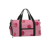 Mexpekil Borsone da palestra con scomparto per scarpe, impermeabile, grande borsa da viaggio per il fine settimana durante la notte, Modello Fragole Glitter Rosa, One Size, Classico