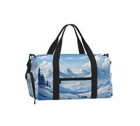 Mexpekil Borsone da palestra con scomparto per scarpe, impermeabile, grande borsa da viaggio per il fine settimana durante la notte, Paesaggio Montagna Neve, One Size, Classico