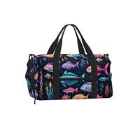 Mexpekil Borsone da palestra con scomparto per scarpe, impermeabile, grande borsa da viaggio per il fine settimana durante la notte, Pesce Colorato Oce, One Size, Classico