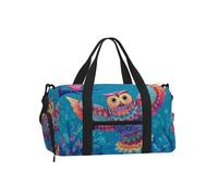 Mexpekil Borsone da palestra con scomparto per scarpe, impermeabile, grande borsa da viaggio per il fine settimana durante la notte, Gufo colorato che vola, One Size, Classico