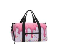 Mexpekil Borsone da palestra con scomparto per scarpe, impermeabile, grande borsa da viaggio per il fine settimana durante la notte, Ciambella Rosa Dolce, One Size, Classico