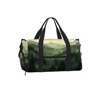 Mexpekil Borsone da palestra con scomparto per scarpe, impermeabile, grande borsa da viaggio per il fine settimana durante la notte, Paesaggio Montagna Verde, One Size, Classico