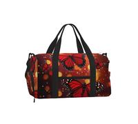 Mexpekil Borsone da palestra con scomparto per scarpe, impermeabile, grande borsa da viaggio per il fine settimana durante la notte, Farfalla rossa volante, One Size, Classico