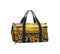 Mexpekil Borsone da palestra con scomparto per scarpe, impermeabile, grande borsa da viaggio per il fine settimana durante la notte, Girasoli Cielo Giallo, One Size, Classico