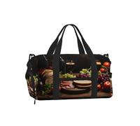 Mexpekil Borsone da palestra con scomparto per scarpe, impermeabile, grande borsa da viaggio per il fine settimana durante la notte, Cibo Vino Rosso Frutta, One Size, Classico