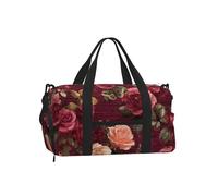 Mexpekil Borsone da palestra con scomparto per scarpe, impermeabile, grande borsa da viaggio per il fine settimana durante la notte, Lettera Vintage Rosa Rossa, One Size, Classico