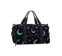 Mexpekil Borsone da palestra con scomparto per scarpe, impermeabile, grande borsa da viaggio per il fine settimana durante la notte, Luna e stelle, One Size, Classico