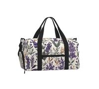 Mexpekil Borsone da palestra con scomparto per scarpe, impermeabile, grande borsa da viaggio per il fine settimana durante la notte, Pianta floreale viola, One Size, Classico