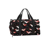 Mexpekil Borsone da palestra con scomparto per scarpe, impermeabile, grande borsa da viaggio per il fine settimana durante la notte, Pipistrello a pois, One Size, Classico