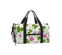 Mexpekil Borsone da palestra con scomparto per scarpe, impermeabile, grande borsa da viaggio per il fine settimana durante la notte, Fiori Rosa Trifoglio Verde, One Size, Classico