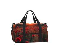 Mexpekil Borsone da palestra con scomparto per scarpe, impermeabile, grande borsa da viaggio per il fine settimana durante la notte, Fiore Rosso Campo Papaveri, One Size, Classico